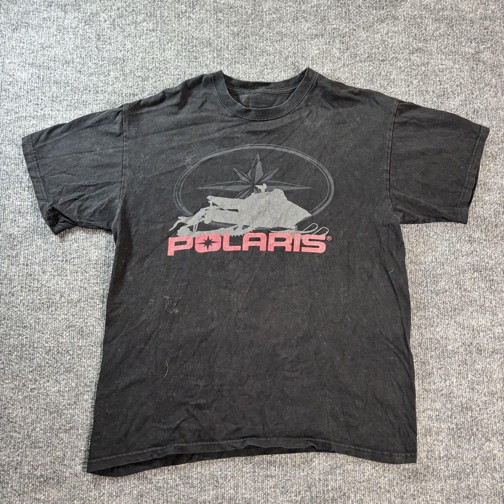 Polaris Shirt Mens Large Black‎ Snowmobile Logo Graphic Tee T-Shirt Outdoor
